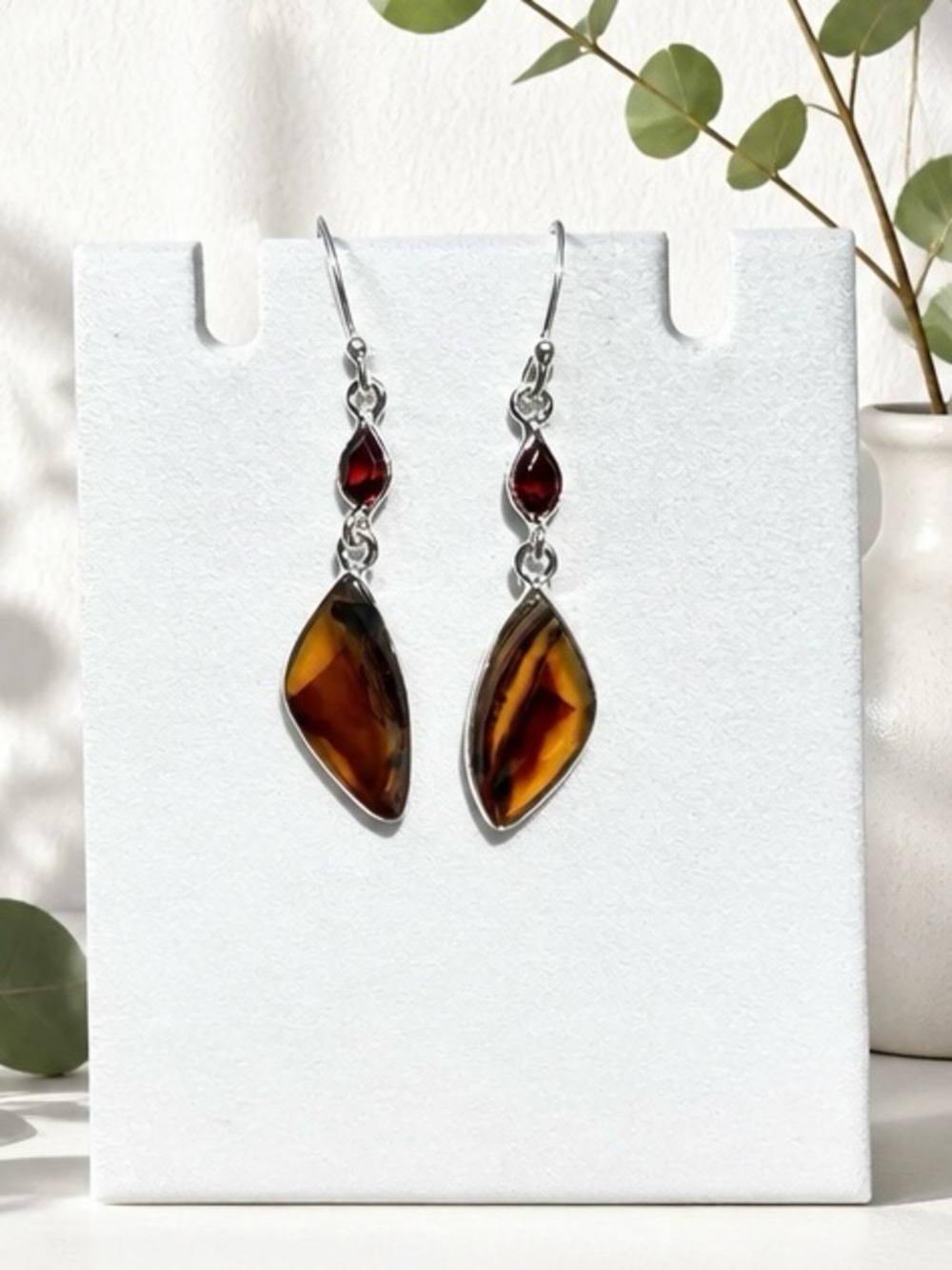 NEW! Montana Agate & Garnet Earrings